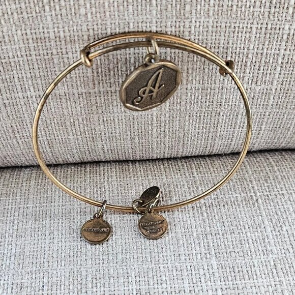 Alex And Ani Bracelet LETTER A Gold Tone Initial Wristband Wrist Fashion Jewelry - Picture 7 of 10